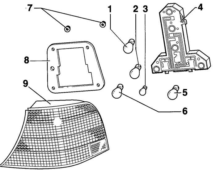 Схема задних фонарей гольф 3